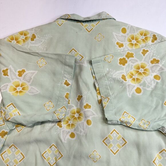 Tommy Bahama 100% Silk Button Up Shirt Sz Large Green Floral Short Sleeve *Spot - Picture 9 of 10